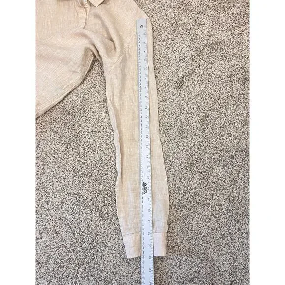 J. McLaughlin Women's S Coastal Old Money Minimalist Linen Button Front Shirt - Picture 10 of 11